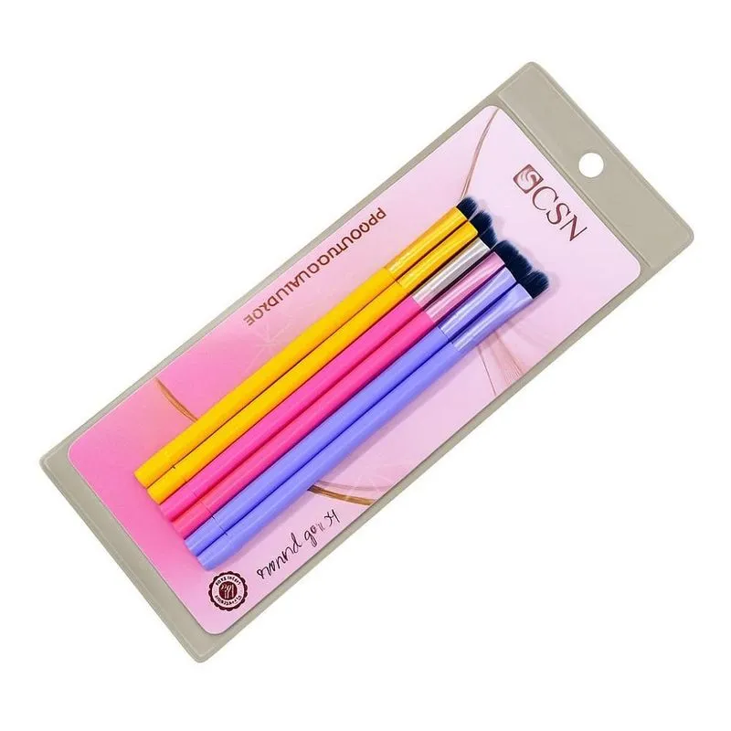 Kit Completo Com 6 Pincéis De Maquiagem Profissional Colors