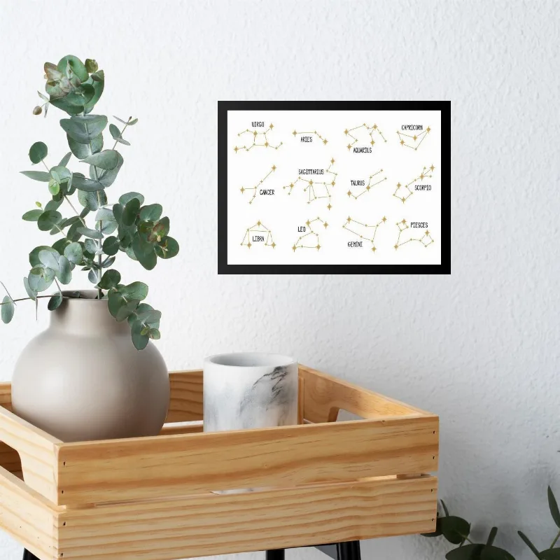 Quadro Decorativo Signos - Constelações 45x34cm - Com Vidro