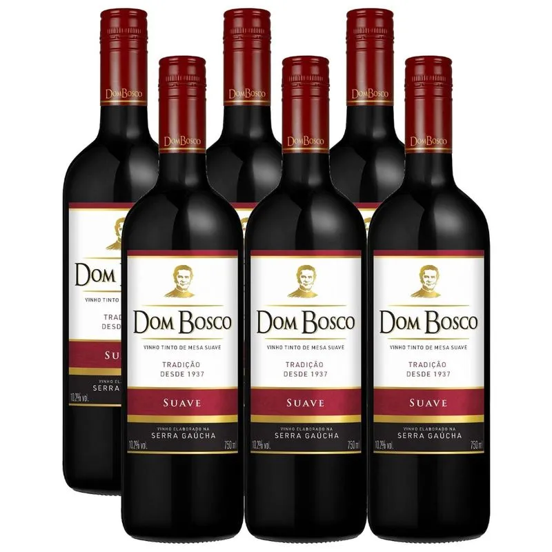 Kit Com 6und Vinho Tinto Suave Dom Bosco 750ml