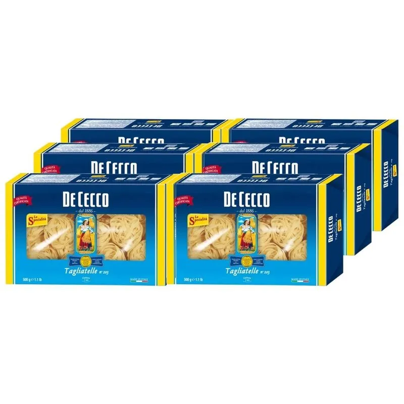 Kit 6und Macarrão De Cecco Fettuccine Nidi Di Sêmola 500g