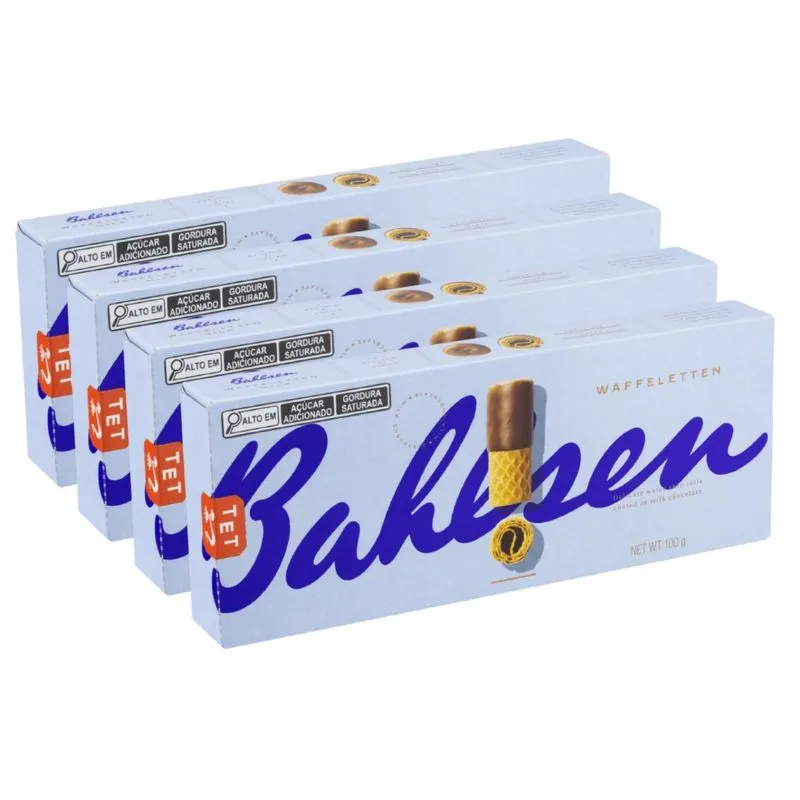 Kit Com 4und Biscoito Alemão Bahlsen Waffeletten Milk 100g