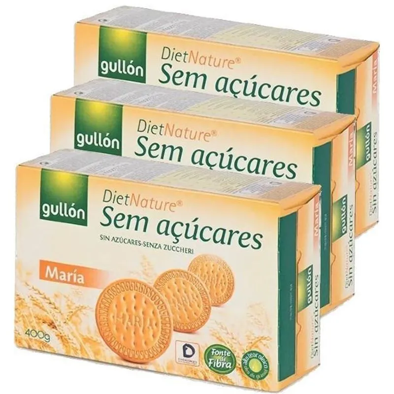 Kit Com 3und Biscoito Gullon Maria Diet Sem Açúcar 400g