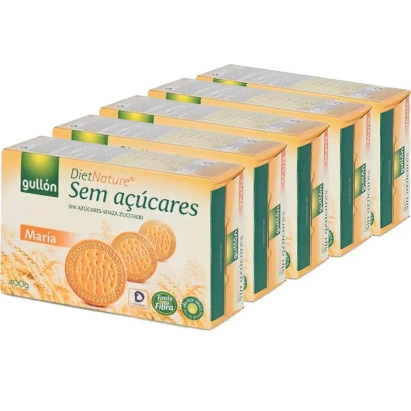 Kit Com 5und Biscoito Gullon Maria Diet Sem Açúcar 400g