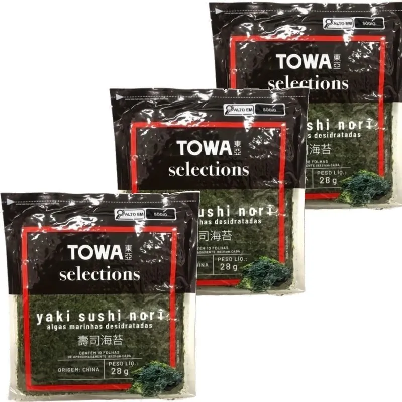 Kit 3Und Alga Marinha Yaki Sushi Nori Towa Selections 28G