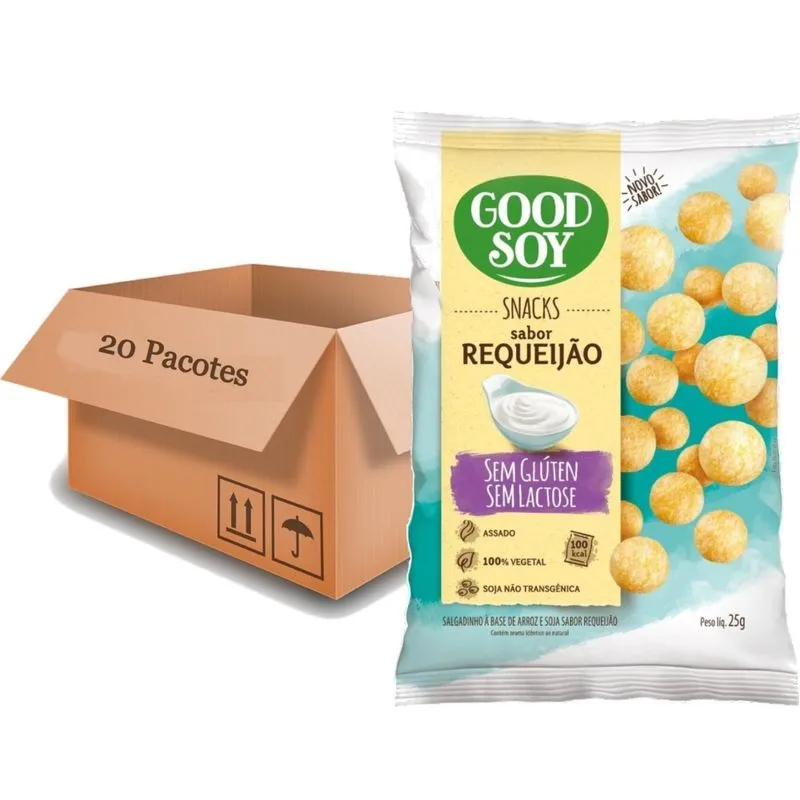 Kit Com 20und Snacks De Soja Goodsoy Sabor Requeijao 25g