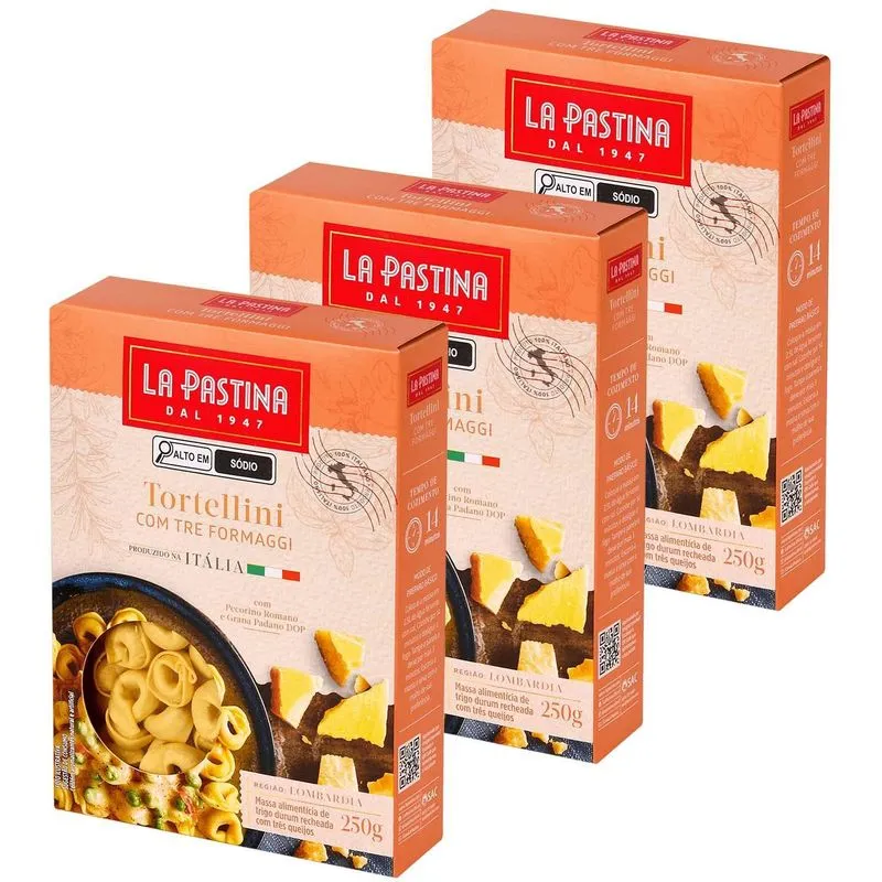 Kit Com 3und Tortellini Três Queijos La Pastina 250g