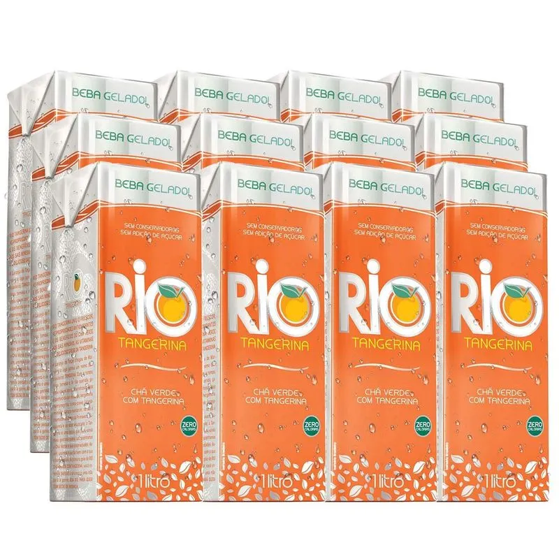 Kit Com 12und Chá Verde Com Tangerina Zero Calorias Rio 1l