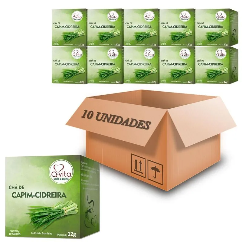 Kit Com 10un Chá Capim-cidreira Premium Qvita 12g 10 Sachês