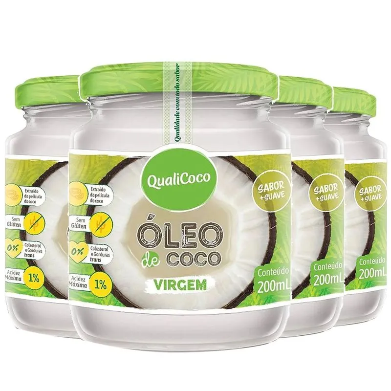 Kit Com 4und Óleo De Coco Virgem Qualicoco 200ml