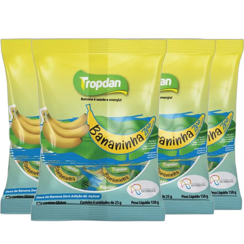 Kit Com 4und Bananinha Sem Adição De Açúcares Tropdan 150g