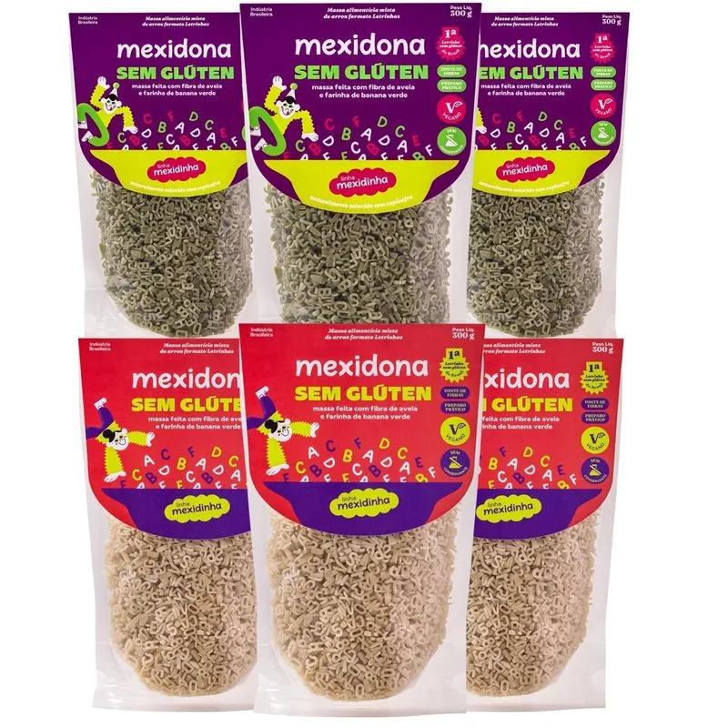Kit Com 6und Macarrão De Letrinhas (2 Sabores) Mexidona 300g