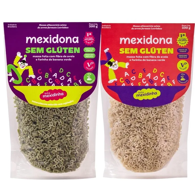 Kit Com 2und Macarrão De Letrinhas (2 Sabores) Mexidona 300g