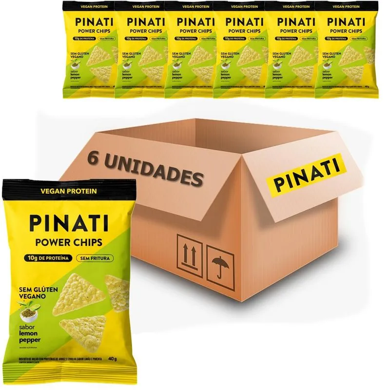 Kit Com 6und Power Chips Proteico Lemon Pepper Pinati 40g