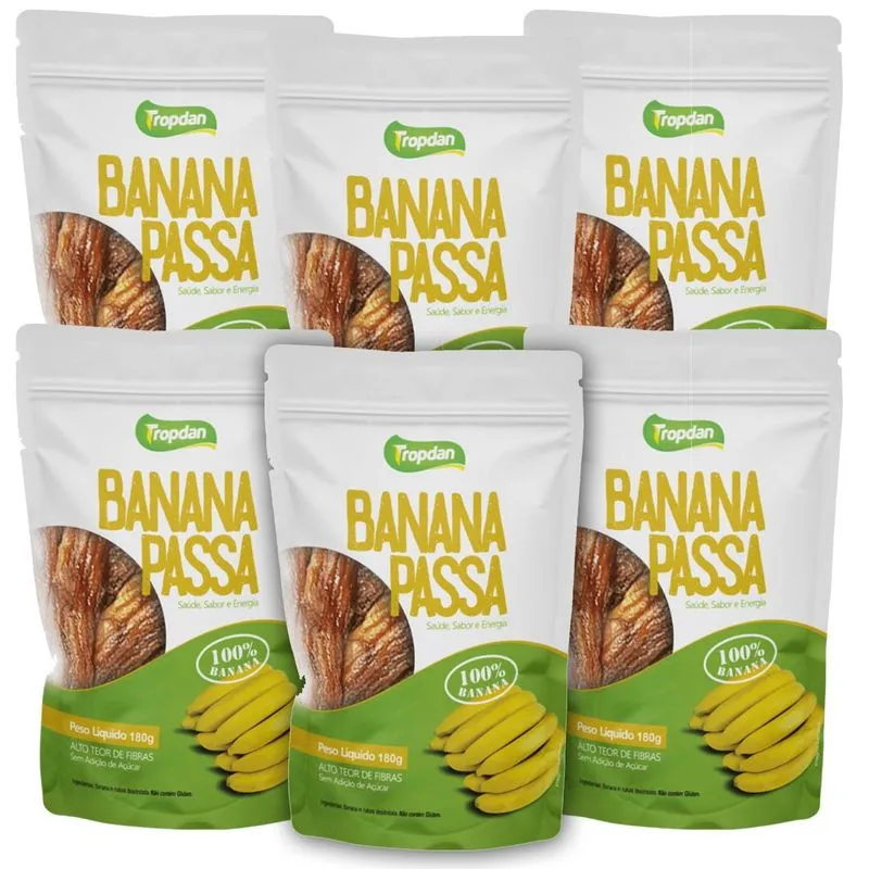 Kit Com 6und Banana Passa Pacote Tropdan 180g