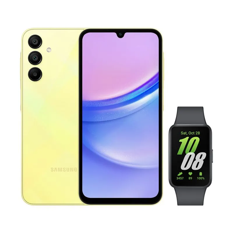 Celular Samsung A15 (128GB) - Verde Claro + Galaxy Fit3 - Grafite