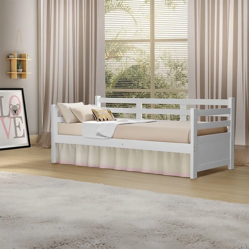 Cama Solteiro Babá Madeira Rústica Enjoy Mona Mais Nicho - Branco