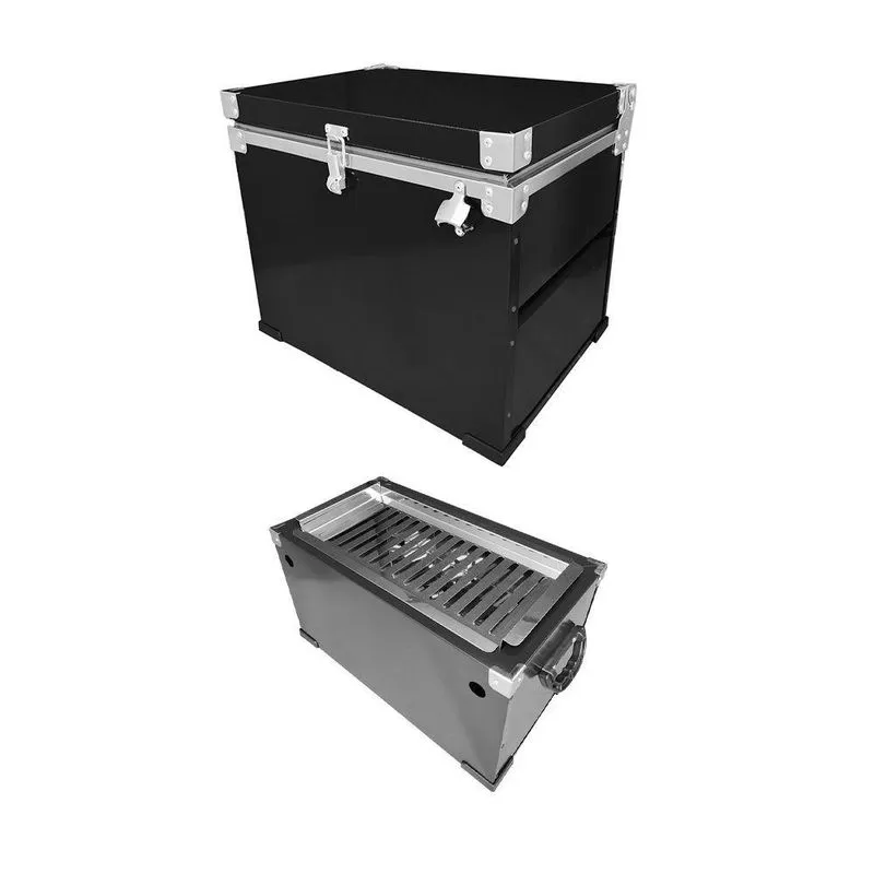 Kit Personalizado Churrasqueira Portátil Grande E Caixa Térmica 50 Litros Preta