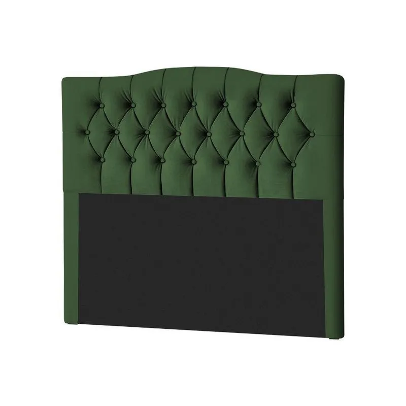 Cabeceira Casal Estofada Capitonê Lari 140Cm Veludo Verde - Cor: Preto