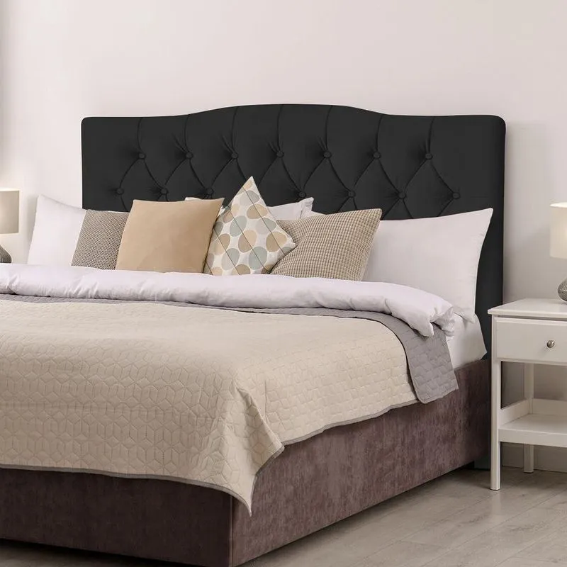 Cabeceira Casal Estofada Box Para Colchão 138X188Cm Capitonê Lari 140Cm Veludo Preto - Cor: Preto