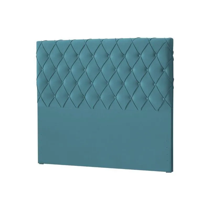 Cabeceira King Estofada Box Capitonê Chicago 195Cm Veludo Azul - Cor: Preto