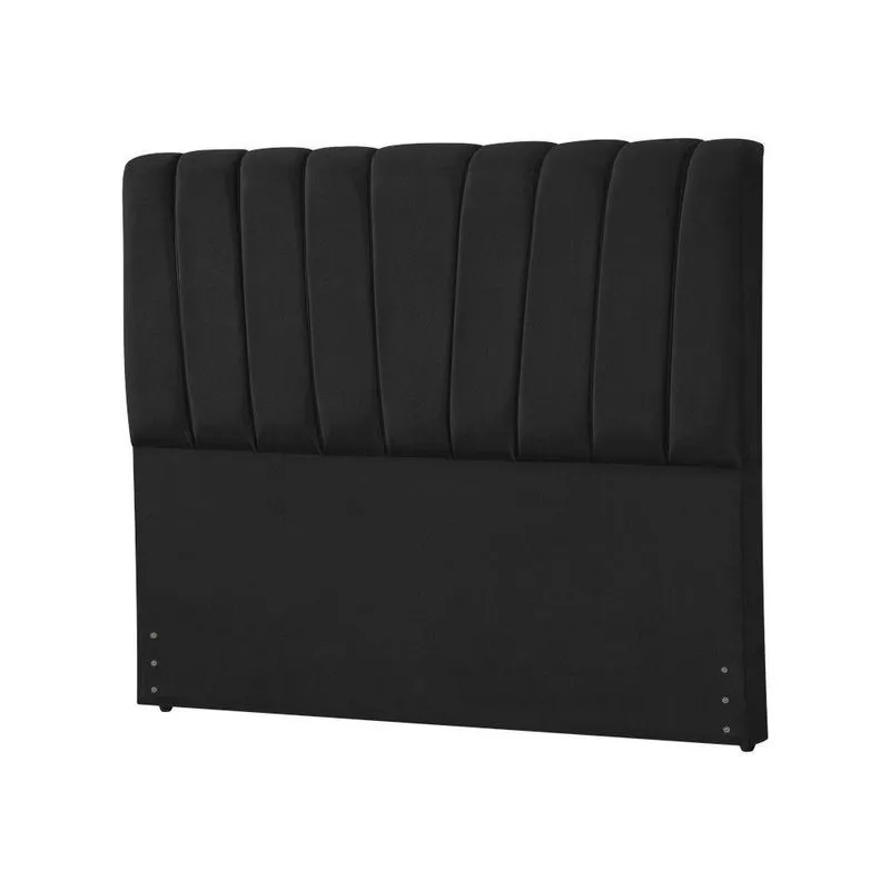 Cabeceira Casal Box Estofada Americana Premium 140Cm Veludo Preto - Cor: Preto