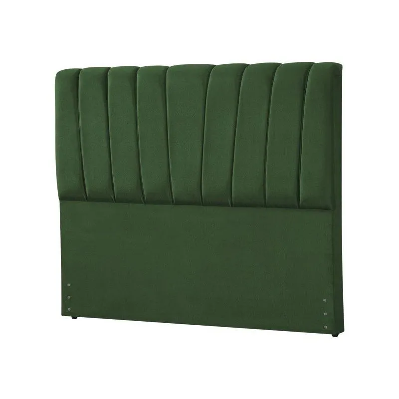 Cabeceira Casal Box Estofada Americana Premium 140Cm Veludo Verde - Cor: Preto
