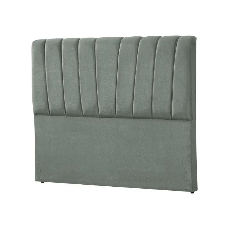 Cabeceira Casal Box Estofada Americana Premium 140Cm Veludo Cinza - Cor: Preto