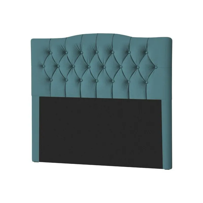 Cabeceira King Casal Estofada Capitonê Lari 195Cm Veludo Azul