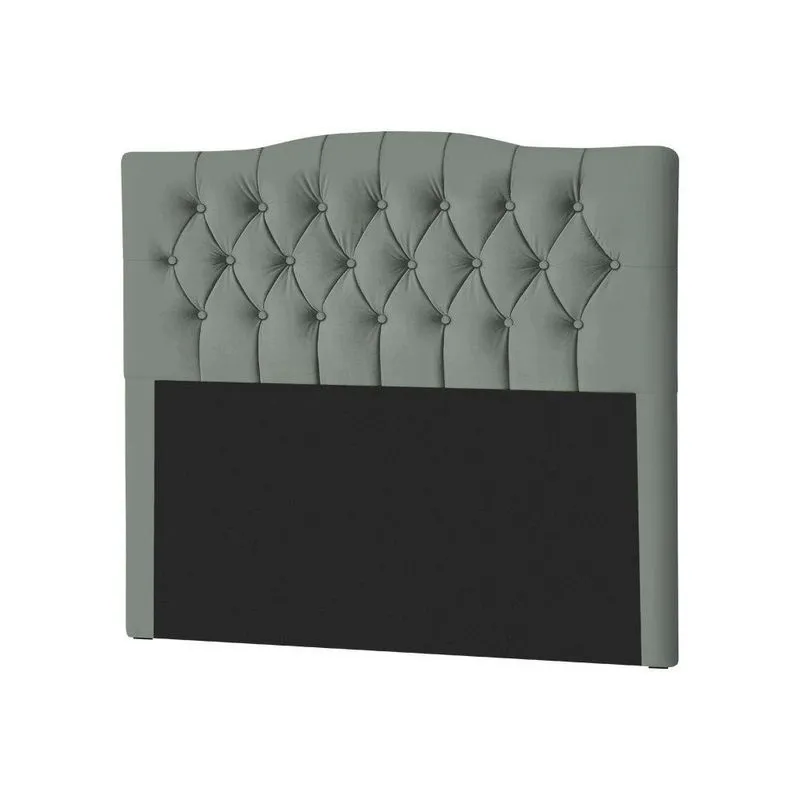 Cabeceira King Casal Estofada Capitonê Lari 195Cm Veludo Cinza - Cor: Preto