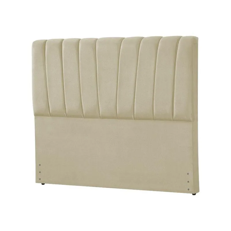 Cabeceira De Cama Box Casal Queen Estofada Americana Premium 160Cm Veludo Bege