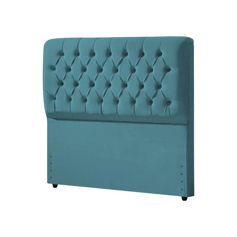 Cabeceira Cama Box Casal Queen Estofada Capitonê Ana Classic 160Cm Veludo Azul