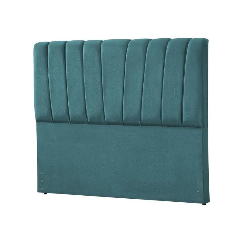 Cabeceira Cama Casal King Estofada Americana Premium 195Cm Veludo Azul - Cor: Preto