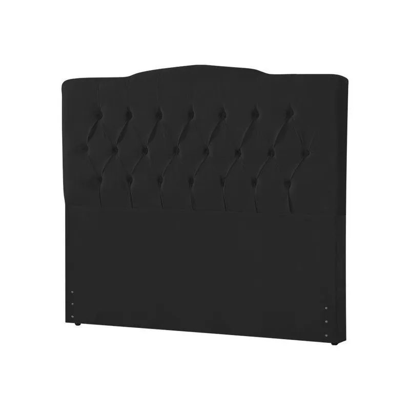 Cabeceira Estofada Cama Box Casal Queen Capitonê Camburiu 160Cm Veludo Preto - Cor: Preto
