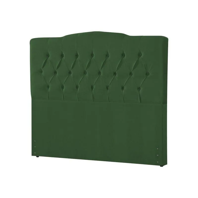 Cabeceira Estofada Cama Box Casal Queen Capitonê Camburiu 160Cm Veludo Verde