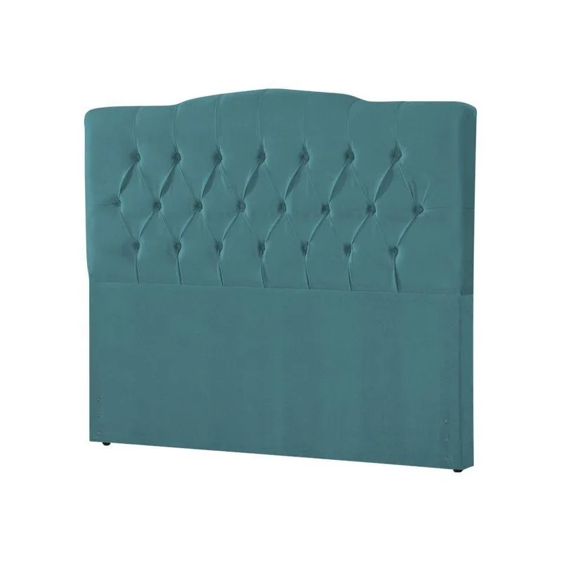 Cabeceira Estofada Cama Box Casal Queen Capitonê Camburiu 160Cm Veludo Azul