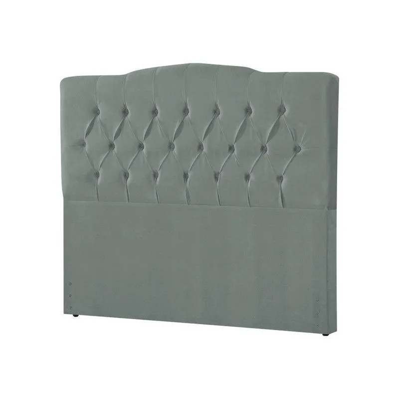 Cabeceira Estofada Cama Box Casal Queen Capitonê Camburiu 160Cm Veludo Cinza - Cor: Preto
