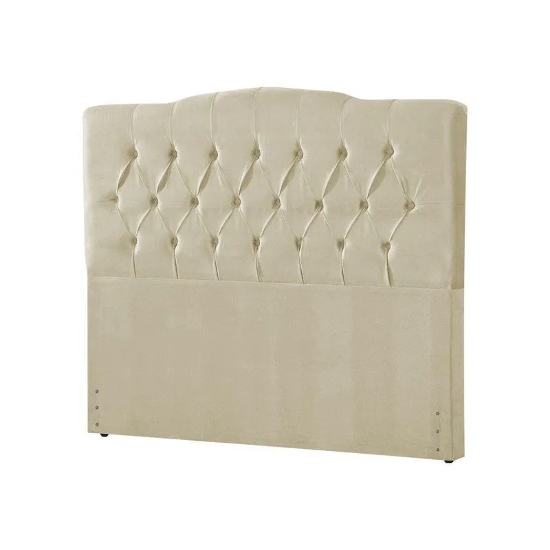 Cabeceira Estofada Cama Box Casal Queen Capitonê Camburiu 160Cm Veludo Bege