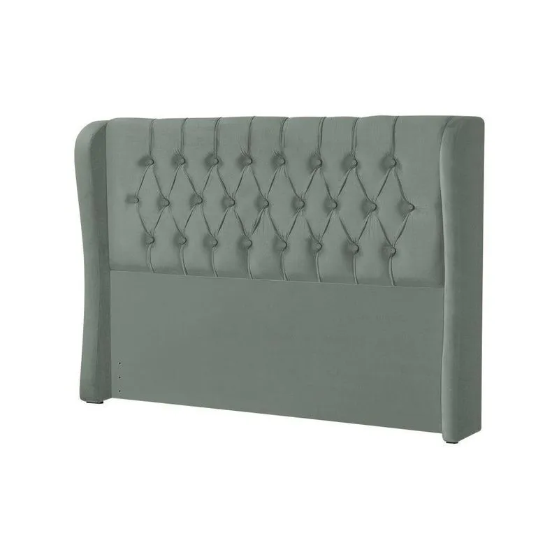 Cabeceira King Casal Estofada Capitonê Box Clara 195Cm Veludo Cinza - Cor: Preto