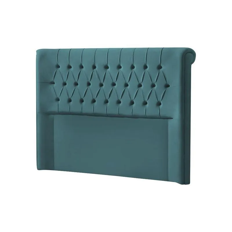 Cabeceira Casal Estofada Box Capitonê New 185Cm Veludo Azul