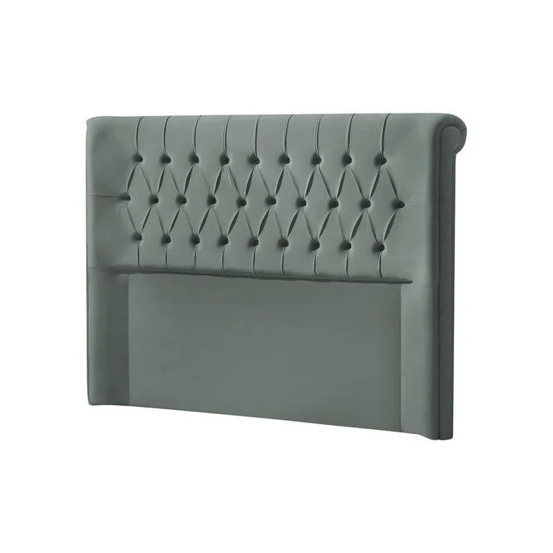 Cabeceira Casal Estofada Box Capitonê New 185Cm Veludo Cinza