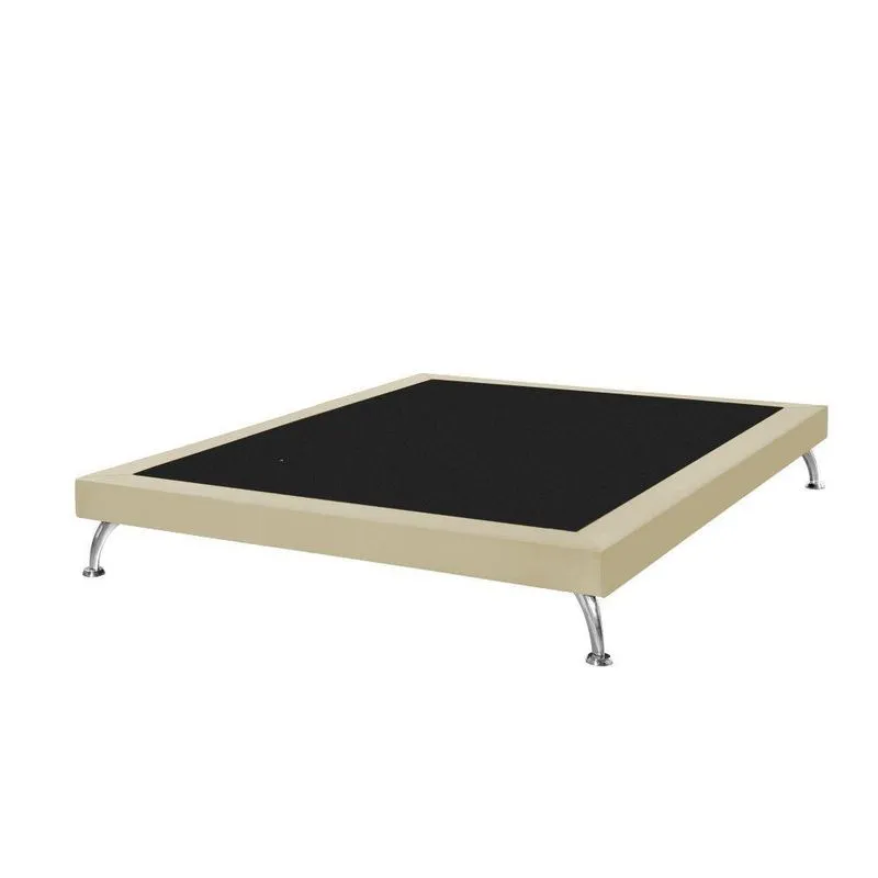 Base Cama Box King Casal Japonesa 195Cm Em Veludo Bege - Cor: Preto