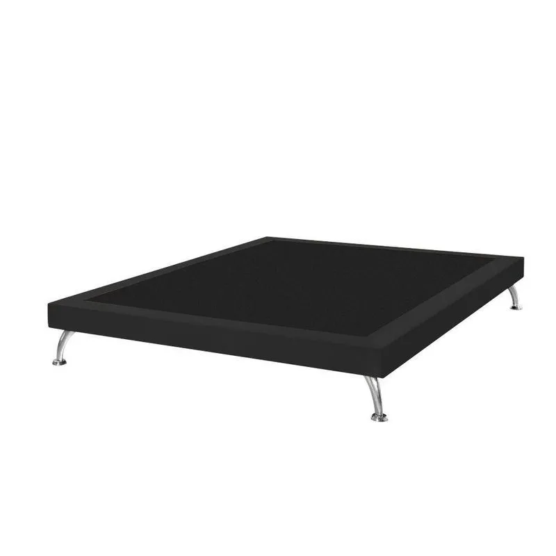 Base Cama Box King Casal Japonesa 195Cm Em Veludo Preto - Cor: Preto