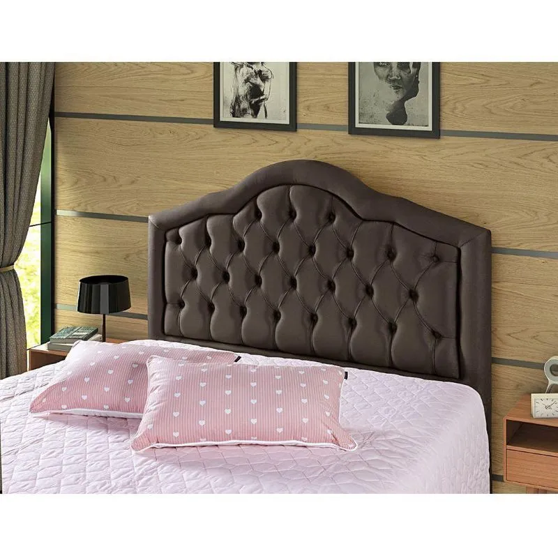Cabeceira Cama Box Casal 1,60m Estofada Veneza Com Framer Veludo Pavia Marrom Marrom