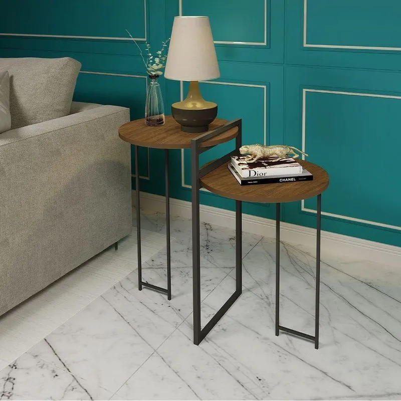 Mesa Lateral Luxo Para Sala E Quarto Orquídea - Imbuia - Marrom