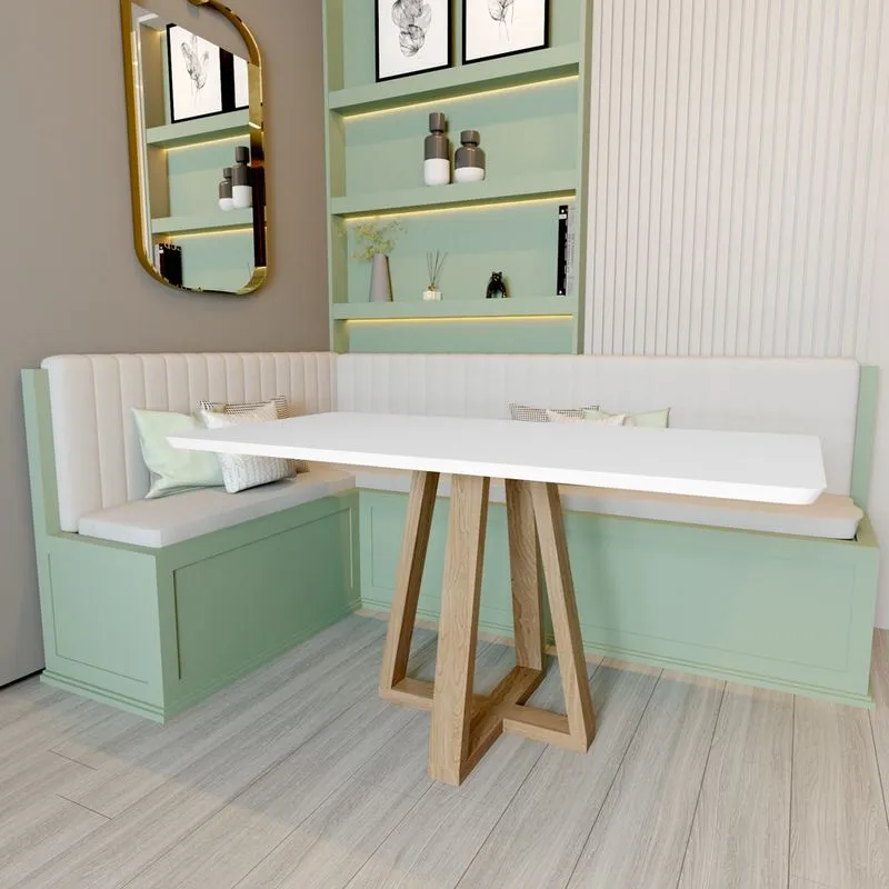 Mesa de Jantar Retangular Manu Base Madeira Maciça 140x77cm - Branca