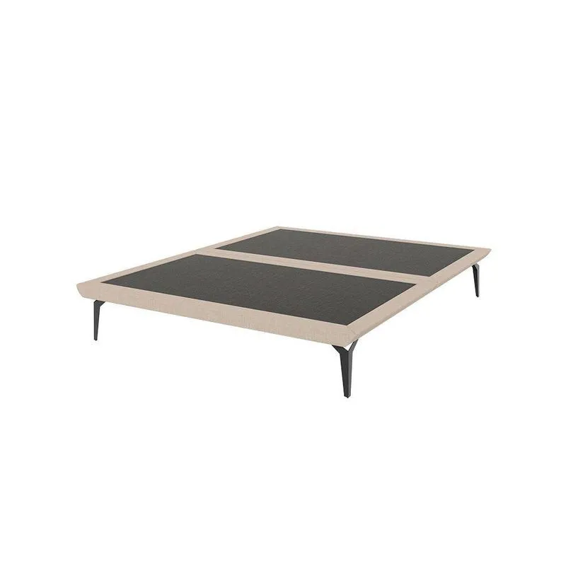 Base Box Cama Japonesa Toquio Casal Linho Bege - Luxo Estofados - Cor: Bege