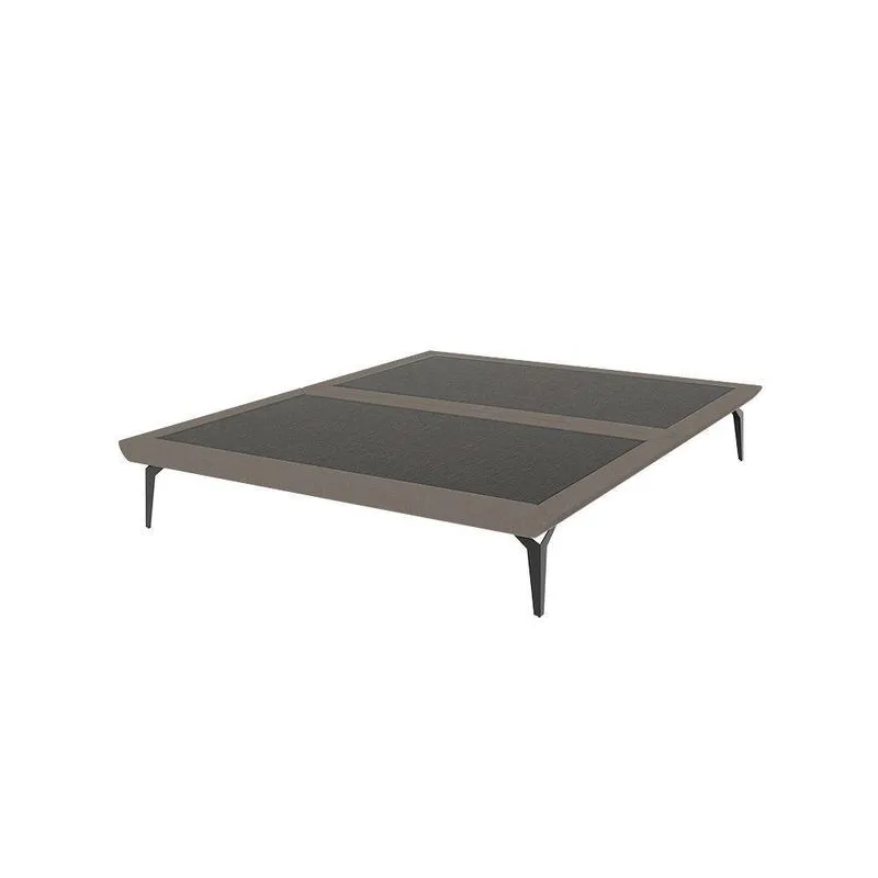 Base Box Cama Japonesa Toquio Queen Linho Marrom - Luxo Estofados - Cor: Marrom
