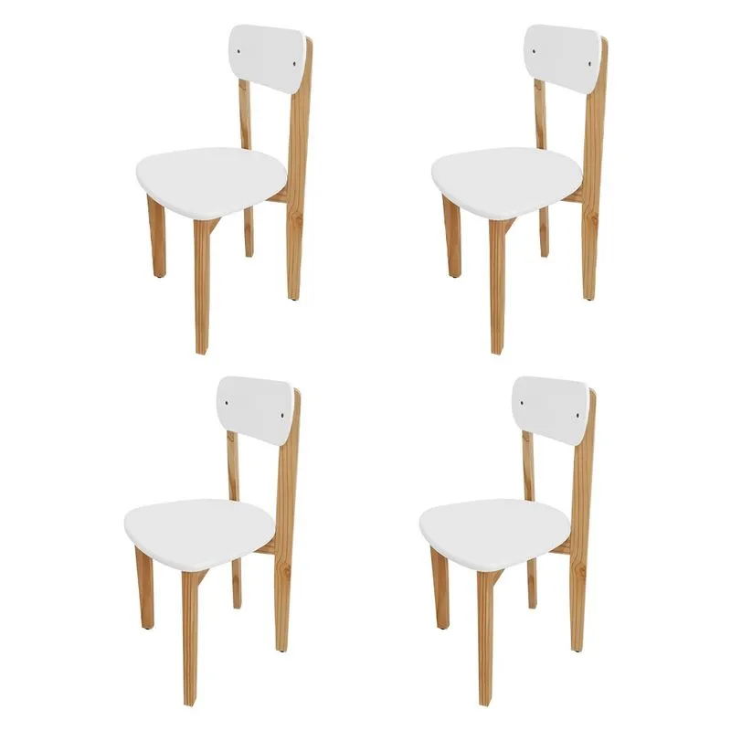 Kit 4 Cadeiras Colorê Infantil Assento e Encosto Branco Base em Madeira Maciça Pinus
