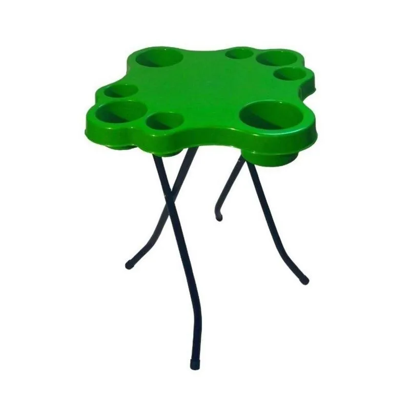 Mesa Petisqueira Dobravel Copos E Garrafas Pés De Ferro Verde - Cor: Verde