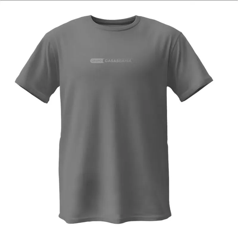 Camiseta Manga Curta Fit Algodão Estampada Preta Grupo Casas Bahia GG / Cinza